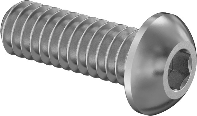 18-8 Paslanmaz Çelik Sol Yüzlü Altıgen Soketli Yuvarlak Başlı Vida, 1/4"-20 Diş, 3/4" Uzunluk