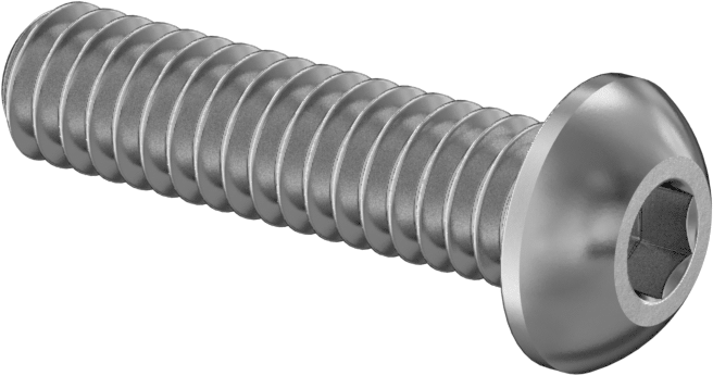 18-8 Paslanmaz Çelik Sol Yüzlü Altıgen Soketli Yuvarlak Başlı Vida, 1/4"-20 Diş, 1" Uzunluk