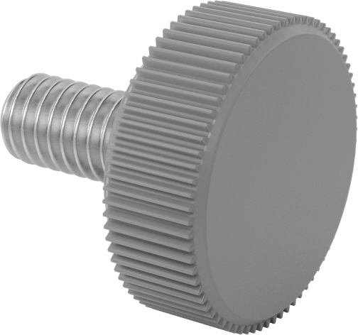 Plastik Başlı Parmak Vidaları, Tırtıklı, M4 x 0,7 mm Diş, 8 mm Uzunluk