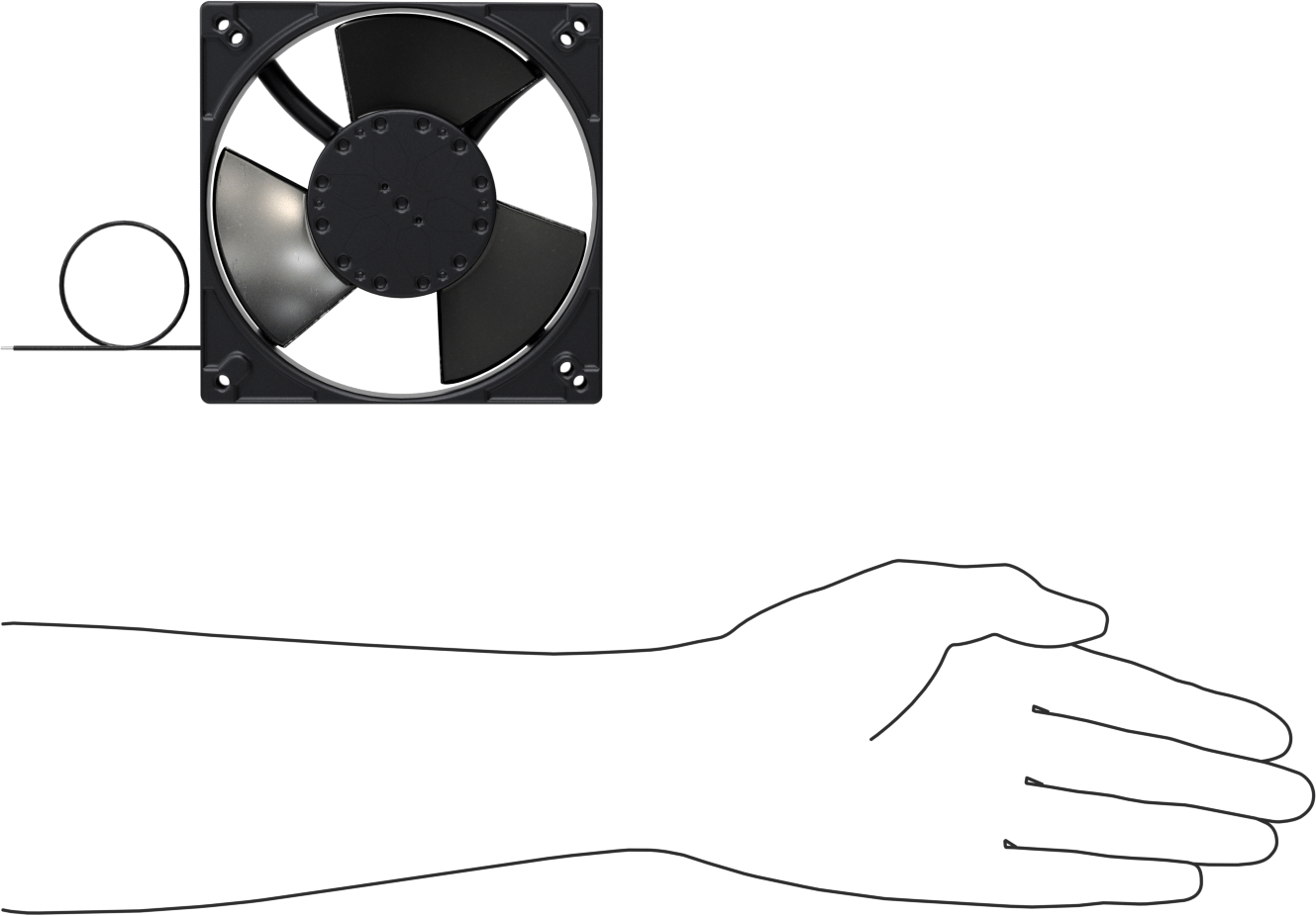 Islak Ortam Ekipmanı - Soğutma Fanı, 5" Kare, 100V AC ila 120V AC, Tel Uçları