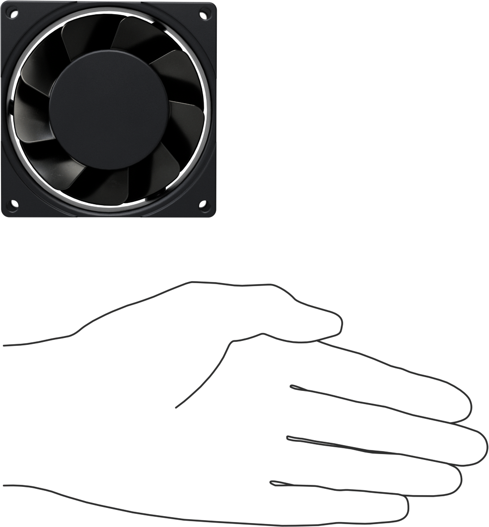 Islak Ortam Ekipmanı - Soğutma Fanı, 3,15" Kare, 100V AC ila 120V AC, Hızlı Bağlantı Kesme Terminalleri
