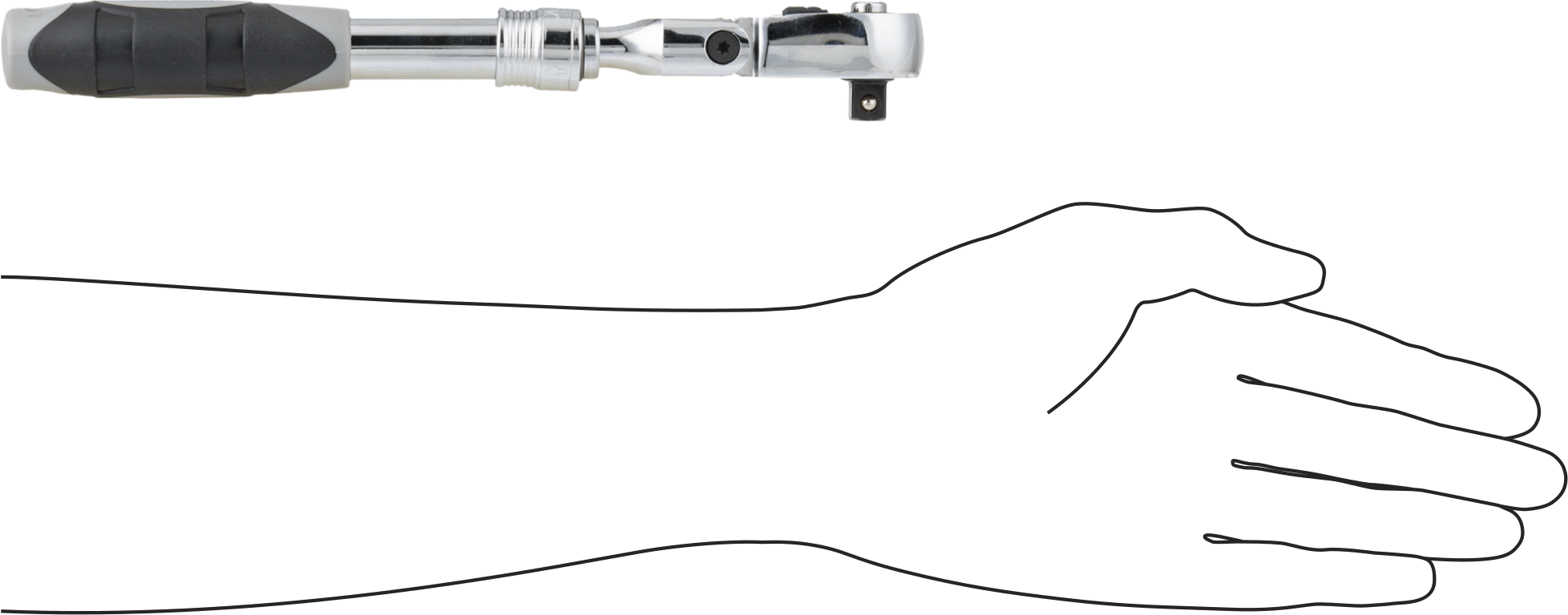 Hızlı Açma Esnek Başlıklı Cırcır Anahtarı, 3/8" Kare Tahrik, 9-1/2“ ila 13-1/2” Ayarlanabilir Toplam Uzunluk