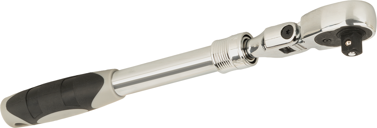 Hızlı Açma Esnek Başlıklı Cırcır Anahtarı, 1/2" Kare Tahrik, 13-1/2“ ila 19” Arasında Ayarlanabilir Toplam Uzunluk