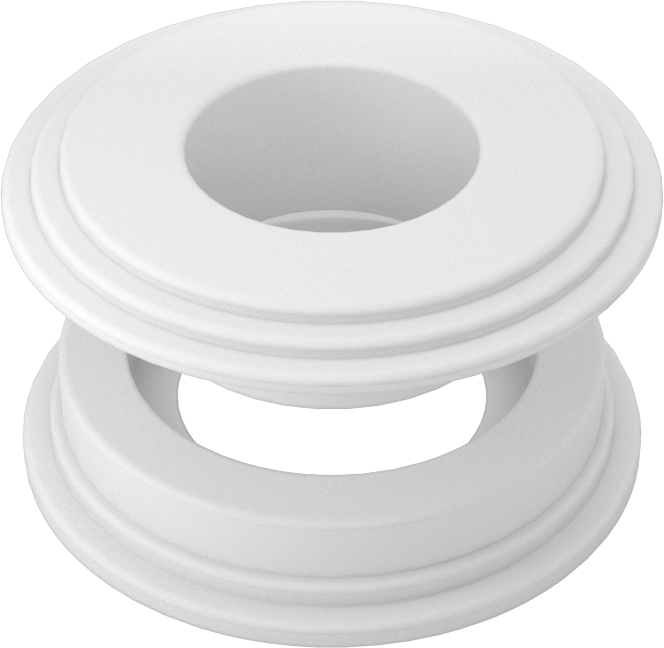 Takmalı Kumaş Grometleri, Polipropilen Plastik, Anma Ölçüsü 4, 1/2" ID, Beyaz