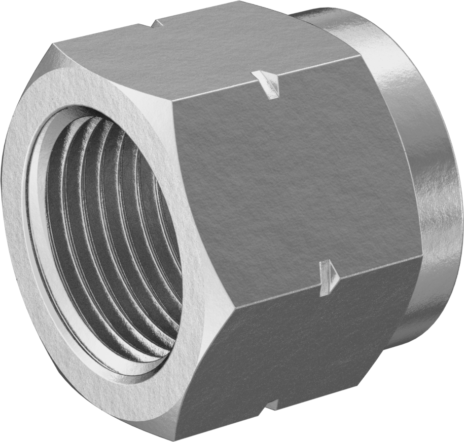 Dikenli Hortum Bağlantı Elemanları için Somun, Sıkıştırılmış Gaz için, Dişli, Pirinç, CGA 025, 7/8"-14 Boyut