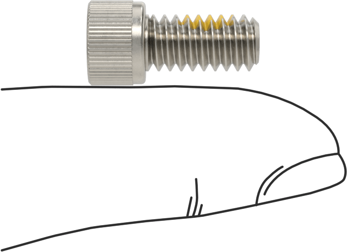 Süper Korozyona Dayanıklı 316 Paslanmaz Çelik Soket Başlı Vidalar, Diş Kilitleme, 1/4"-20 Diş Boyutu, 1/2" Uzunluk