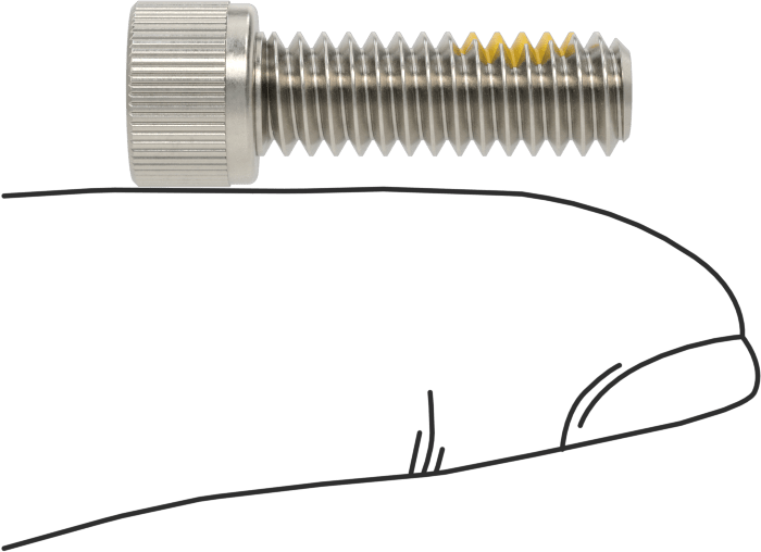 Süper Korozyona Dayanıklı 316 Paslanmaz Çelik Soket Başlı Vidalar, Diş Kilitleme, 1/4"-20 Diş Boyutu, 3/4" Uzunluk