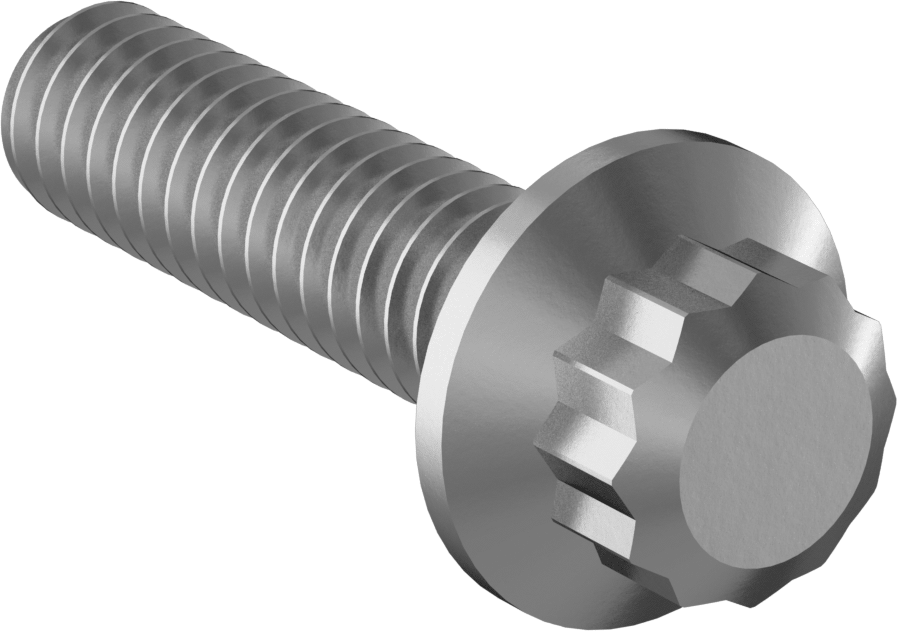 Paslanmaz Çelik 12 Uçlu Vida, 1/4"-20 Diş Boyutu, 1" Uzunluk