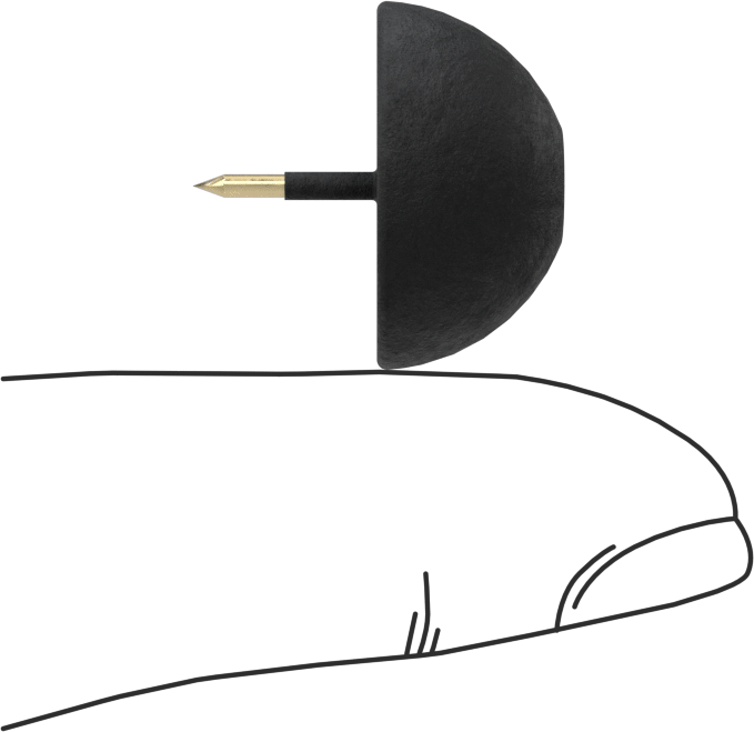 SBR Kauçuk Çivili Tamponlar, Düz Üstlü, 3/4" OD