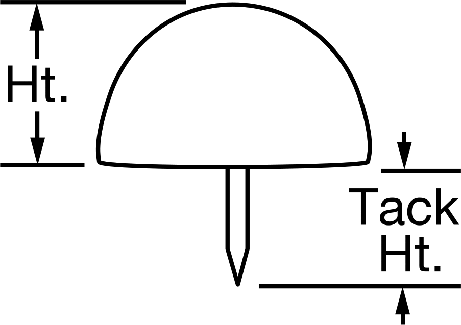 SBR Kauçuk Çivili Tamponlar, Yuvarlak Üstlü, 3/8" OD