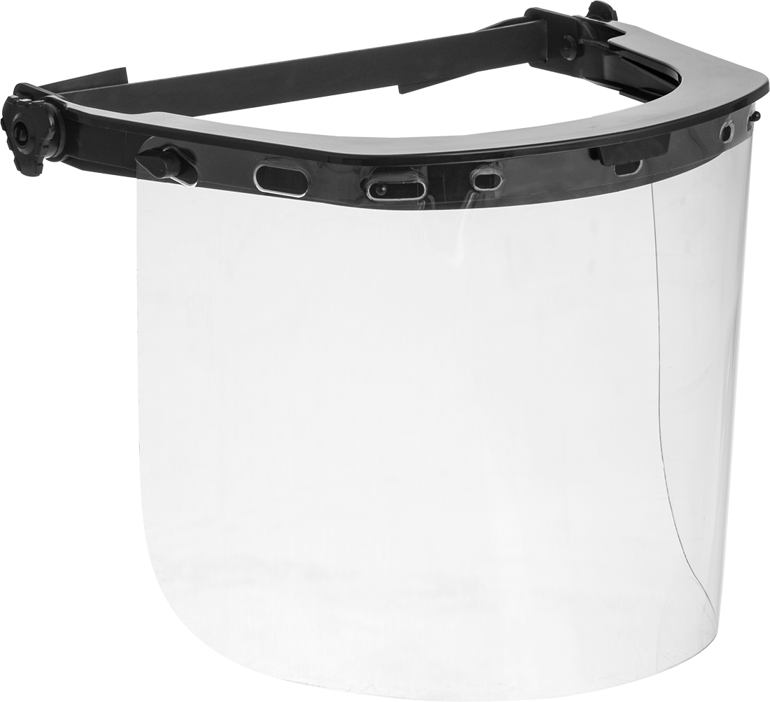Baret Montajlı Yüz Kalkanı, 8" Yükseklik Naylon Braketli Kopolieter Lens, Kapak Kenarı