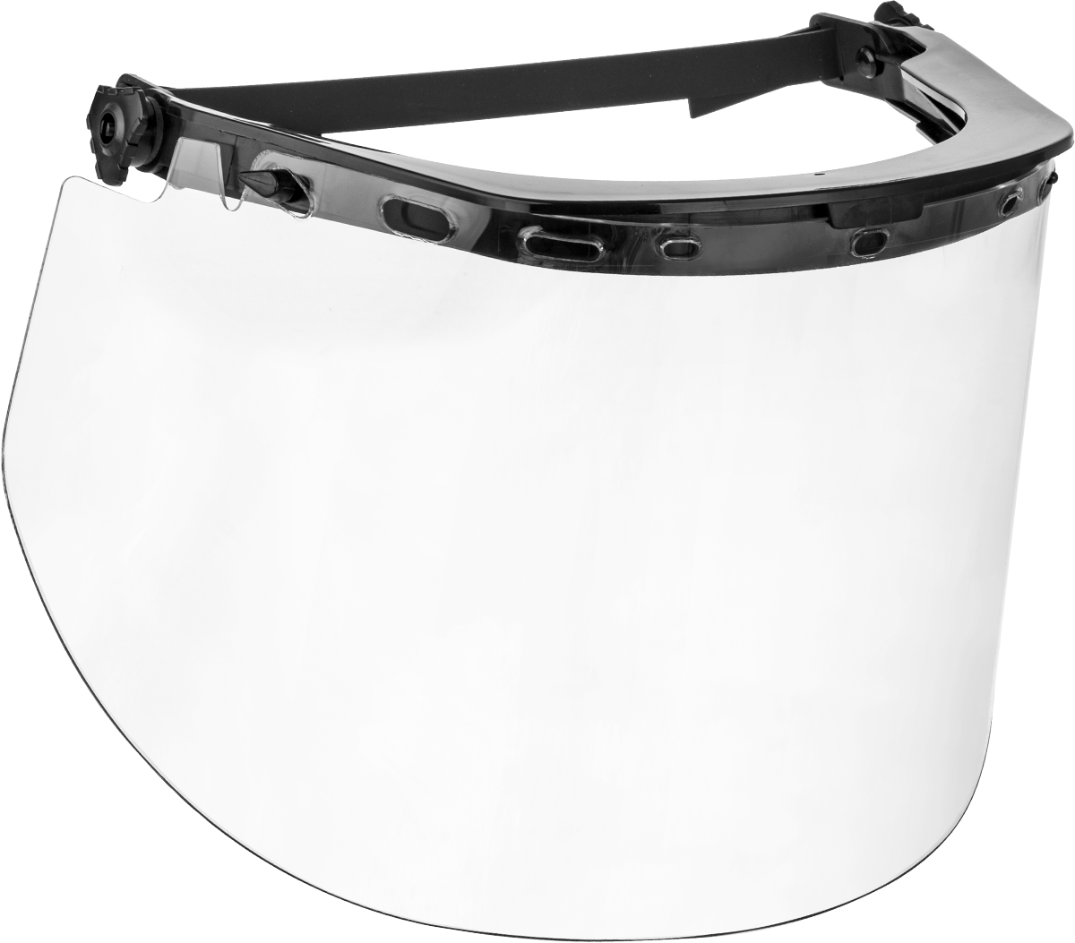 Baret Montajlı Yüz Kalkanı, Naylon Braketli 9" Yüksekliğinde Kopolieter Lens, Kapak Kenarı