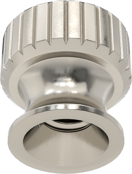 18-8 Paslanmaz Çelik Flanşlı Tırtıllı Başlı Parmak Somunu, Pasifleştirilmiş, M2,5 x 0,45 mm Diş Boyutu, 6 mm Baş Çapı