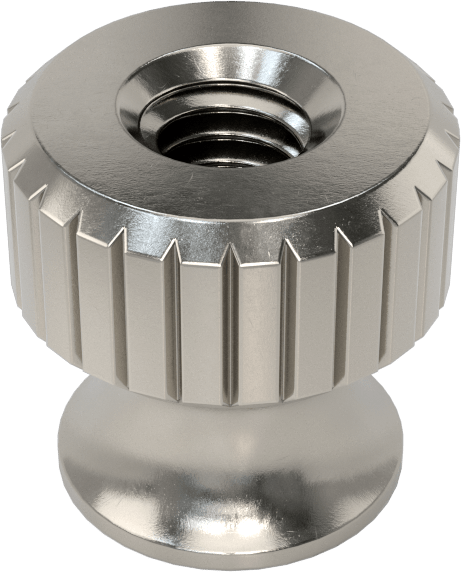 18-8 Paslanmaz Çelik Flanşlı Tırtıllı Başlı Parmak Somunu, Pasifleştirilmiş, M2,5 x 0,45 mm Diş Boyutu, 6 mm Baş Çapı