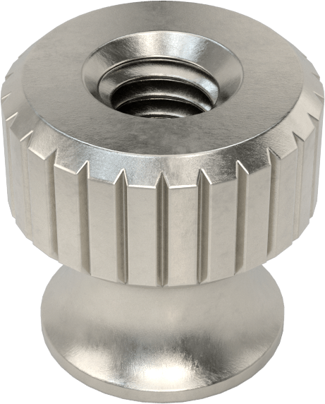 18-8 Paslanmaz Çelik Flanşlı Tırtıllı Başlı Parmak Somunu, M2,5 x 0,45 mm Diş Boyutu, 6 mm Baş Çapı