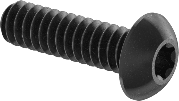 Siyah Oksit Alaşımlı Çelik Düğme Başlı Torx Vidaları, 6-32 Diş, 1/2" Uzunluk