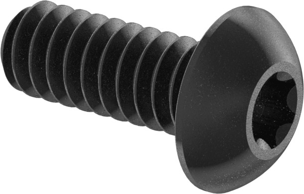 Siyah Oksit Alaşımlı Çelik Düğme Başlı Torx Vidaları, 10-24 Diş, 1/2" Uzunluk