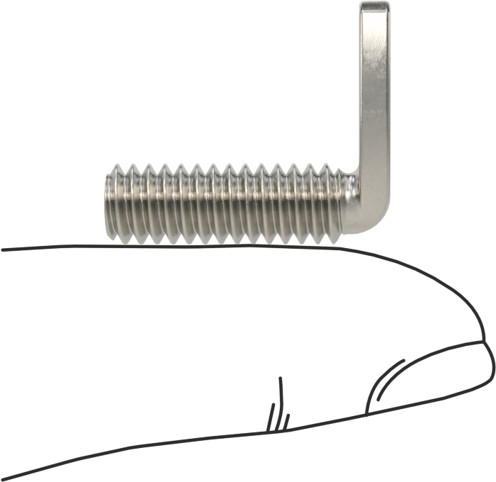18-8 Paslanmaz Çelik Dik Açı Kaynak Saplamaları, 1/4"-20 Diş Boyutu, 7/8" Uzunluk