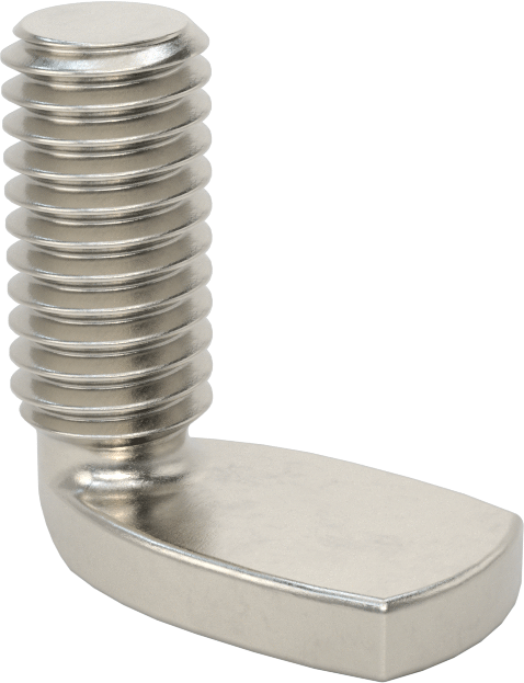 18-8 Paslanmaz Çelik Dik Açı Kaynak Saplamaları, 3/8"-16 Diş Boyutu, 1" Uzunluk