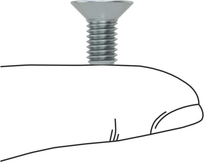 JIS Çinko Kaplı Çelik Düz Başlı Vidalar, M6 x 1 mm Diş Boyutu, 12 mm Uzunluk