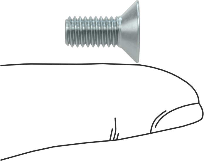JIS Çinko Kaplı Çelik Düz Başlı Vidalar, M6 x 1 mm Diş Boyutu, 14 mm uzunluk