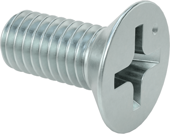 JIS Çinko Kaplı Çelik Düz Başlı Vidalar, M6 x 1 mm Diş Boyutu, 14 mm uzunluk