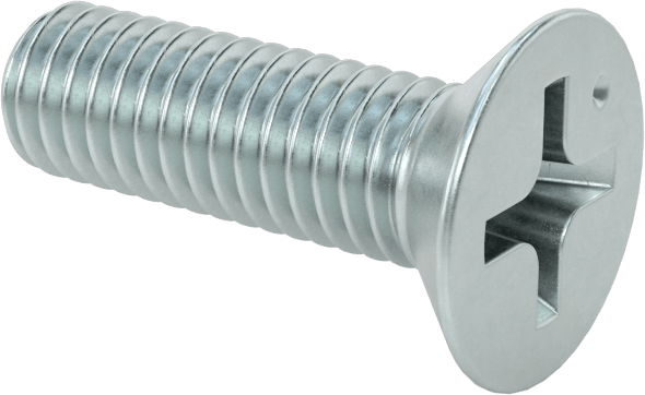 JIS Çinko Kaplı Çelik Düz Başlı Vidalar, M6 x 1 mm Diş Boyutu, 20 mm Uzunluk