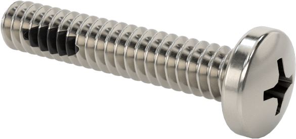 Diş Kilitli Silindir Başlı Phillips Vidaları, 6-32 Diş Boyutu, 3/4" Uzunluk