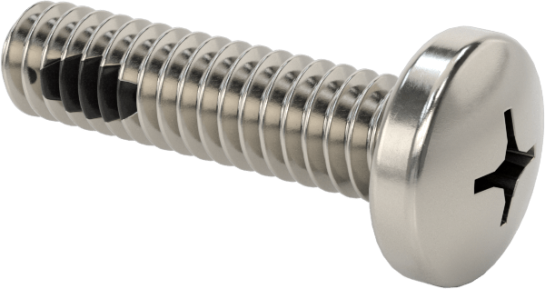 Diş Kilitli Silindir Başlı Phillips Vidaları, 1/4"-20 Diş Boyutu, 1" Uzunluk