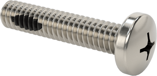 Diş Kilitli Silindir Başlı Phillips Vidaları, 1/4"-20 Diş Boyutu, 1-1/4" Uzunluk