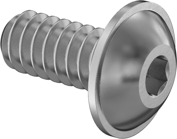 Çinko Kaplı Flanşlı Düğme Başlı Altıgen Soketli Vida, Alaşımlı Çelik, 4-40 Diş Boyutu, 1/4" Uzunluk