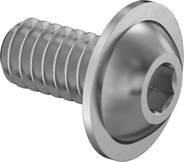 Çinko Kaplı Flanşlı Düğme Başlı Altıgen Soketli Vida, Alaşımlı Çelik, 1/4"-20 Diş Boyutu, 1/2" Uzunluk