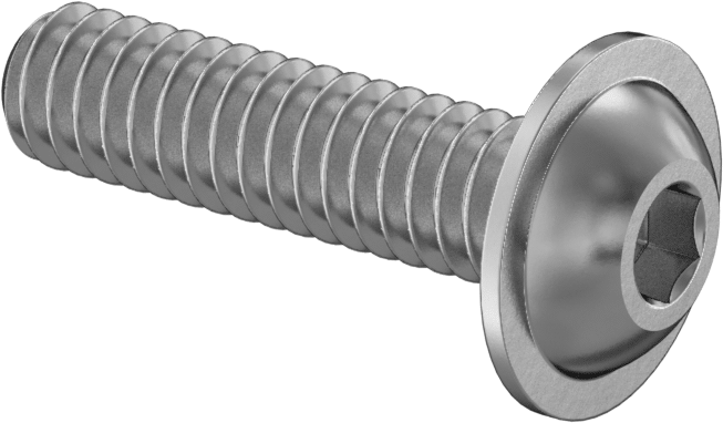Çinko Kaplı Flanşlı Düğme Başlı Altıgen Soketli Vida, Alaşımlı Çelik, 1/4"-20 Diş Boyutu, 1" Uzunluk