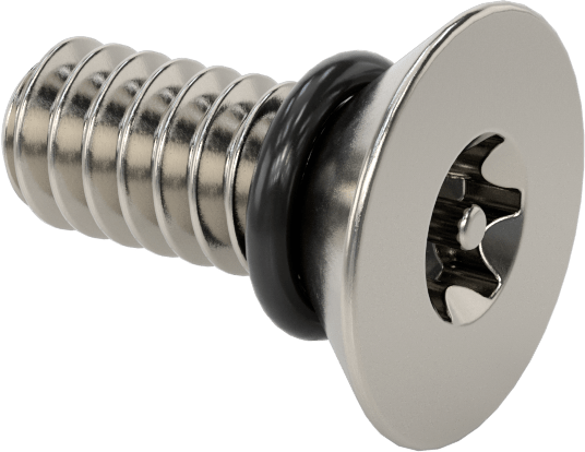 Sızdırmaz, Kurcalamaya Dayanıklı Torx Düz Başlı Vidalar, Buna-N O-Ringli 18-8 Paslanmaz Çelik, 10-24 Diş Boyutu, 1/2" Uzunluk