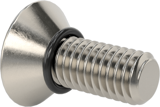 Sızdırmaz, Kurcalamaya Dayanıklı Torx Düz Başlı Vidalar, Buna-N O-Ringli 18-8 Paslanmaz Çelik, 10-32 Diş Boyutu, 1/2" Uzunluk