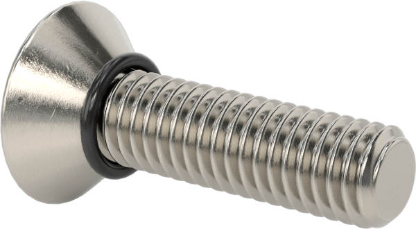 Sızdırmaz, Kurcalamaya Dayanıklı Torx Düz Başlı Vidalar, Buna-N O-Ringli 18-8 Paslanmaz Çelik, 10-32 Diş Boyutu, 3/4" Uzunluk