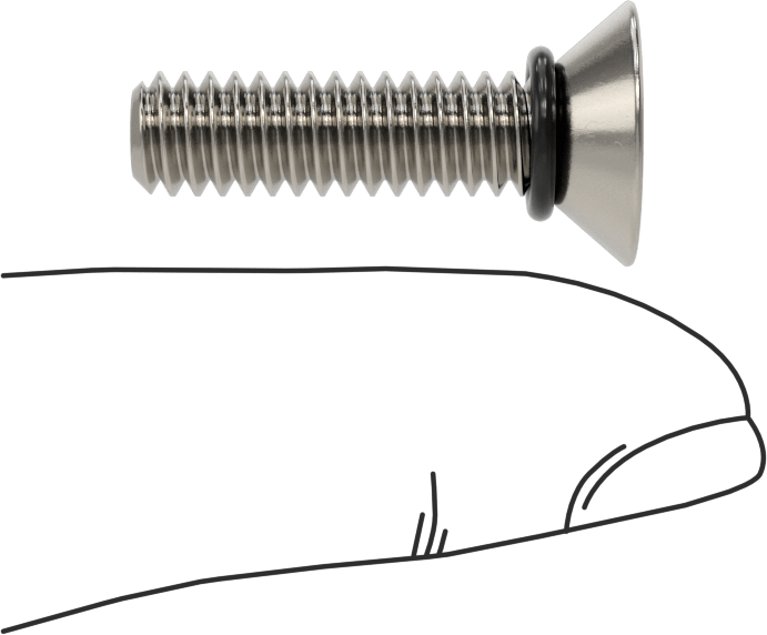 Sızdırmaz, Kurcalamaya Dayanıklı Torx Düz Başlı Vidalar, Buna-N O-Ringli 18-8 Paslanmaz Çelik, 1/4"-20 Diş Boyutu, 1" Uzunluk