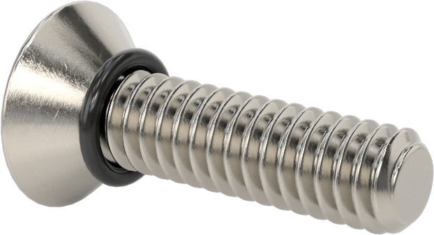 Sızdırmaz, Kurcalamaya Dayanıklı Torx Düz Başlı Vidalar, Buna-N O-Ringli 18-8 Paslanmaz Çelik, 1/4"-20 Diş Boyutu, 1" Uzunluk