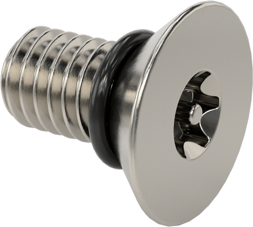 Sızdırmaz, Kurcalamaya Dayanıklı Torx Düz Başlı Vidalar, Buna-N O-Ringli 18-8 Paslanmaz Çelik, 3/8"-16 Diş Boyutu, 3/4" Uzunluk
