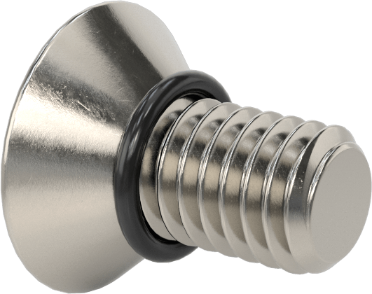Sızdırmaz, Kurcalamaya Dayanıklı Torx Düz Başlı Vidalar, Buna-N O-Ringli 18-8 Paslanmaz Çelik, 3/8"-16 Diş Boyutu, 3/4" Uzunluk