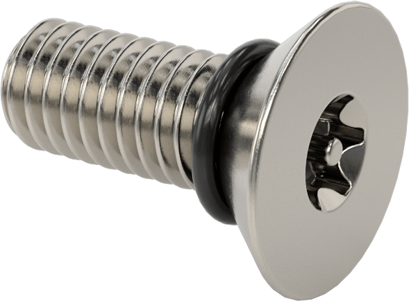 Sızdırmaz, Kurcalamaya Dayanıklı Torx Düz Başlı Vidalar, Buna-N O-Ringli 18-8 Paslanmaz Çelik, 3/8"-16 Diş Boyutu, 1" Uzunluk