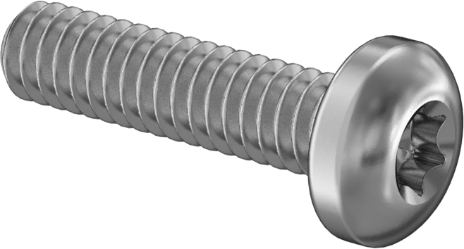 Paslanmaz Çelik Silindir Başlı Torx Vidaları, 1/4"-20 Diş Boyutu, 1" Uzunluk