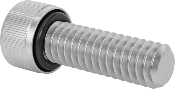 18-8 Paslanmaz Çelik Titreşime Dayanıklı Sızdırmaz Soket Başlı Vida, Buna-N Kauçuk O-Ring ile, 8-32 Diş Boyutu, 1/2" Uzunluk
