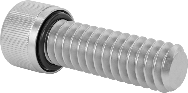 18-8 Paslanmaz Çelik Titreşime Dayanıklı Sızdırmaz Soket Başlı Vida, Buna-N Kauçuk O-Ring ile, 1/4"-20 Diş Boyutu, 3/4" Uzunluk