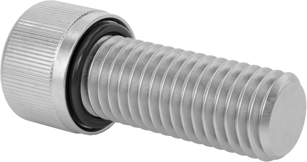 18-8 Paslanmaz Çelik Titreşime Dayanıklı Sızdırmaz Soket Başlı Vida, Buna-N Kauçuk O-Ring ile, 1/4"-28 Diş Boyutu, 5/8" Uzunluk