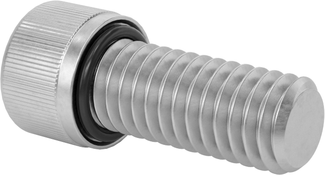 18-8 Paslanmaz Çelik Titreşime Dayanıklı Sızdırmaz Soket Başlı Vida, Buna-N Kauçuk O-Ring ile, 3/8"-16 Diş Boyutu, 7/8" Uzunluk