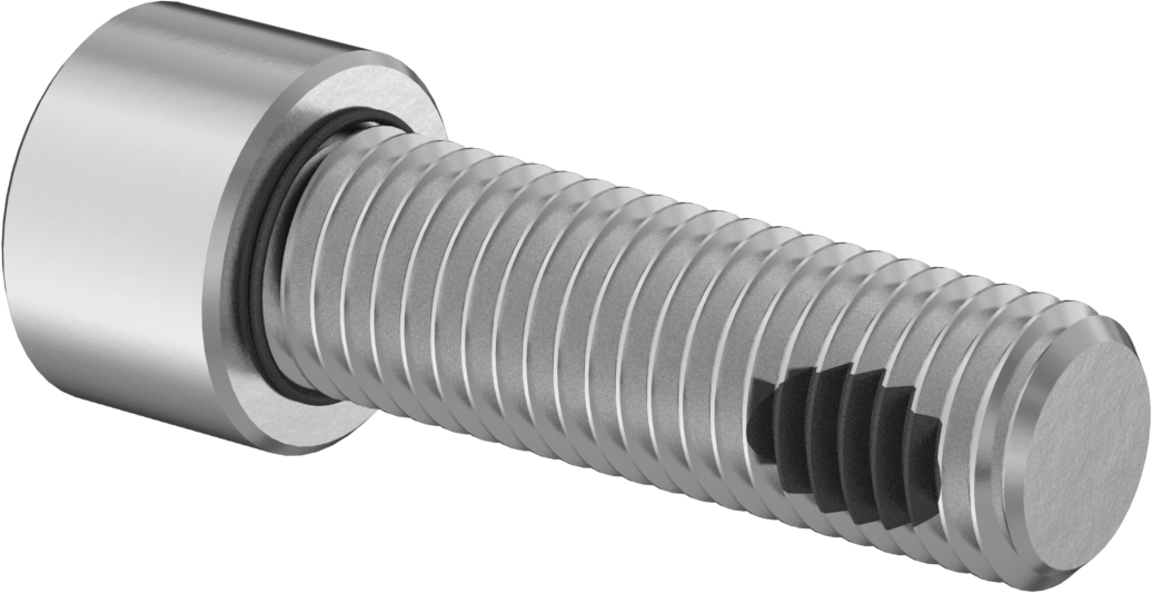 18-8 Paslanmaz Çelik Titreşime Dayanıklı Sızdırmaz Soket Başlı Vida, Buna-N Kauçuk O-Ring ile, 5/16"-24 Diş Boyutu, 1" Uzunluk