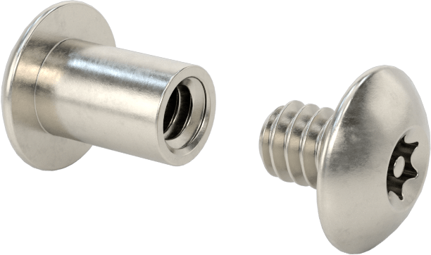 Kurcalamaya Dayanıklı Torx Bağlama Silindiri ve Vida, 10-24 Diş Boyutu, 3/8“-1/2” Malzeme Kalınlığı için