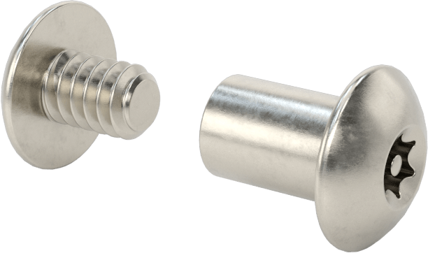 Kurcalamaya Dayanıklı Torx Bağlama Silindiri ve Vida, 10-24 Diş Boyutu, 3/8“-1/2” Malzeme Kalınlığı için