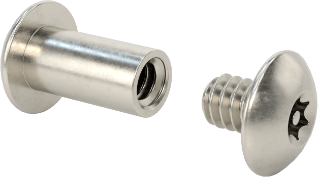 Kurcalamaya Dayanıklı Torx Bağlama Silindiri ve Vida, 10-24 Diş Boyutu, 1/2“-5/8” Malzeme Kalınlığı için